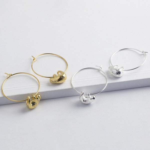 Sloth Hoop Earrings in Gold