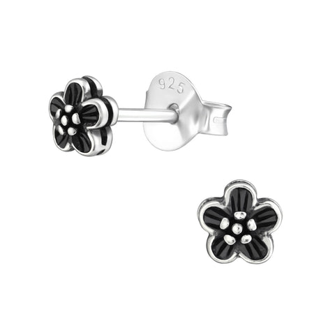 Tiny Flower Sterling Silver Stud Earrings