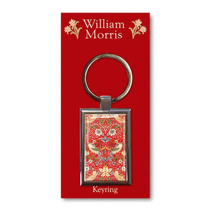 William Morris Red Strawberry Thief Red Keyring