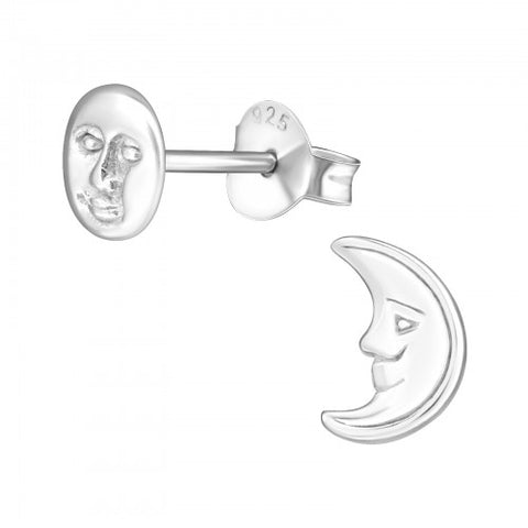 Sun Moon Sterling Silver Stud Earrings