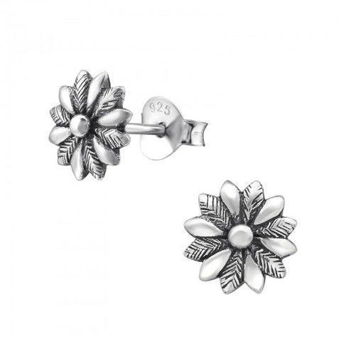 Flower Sterling Silver Stud Earrings