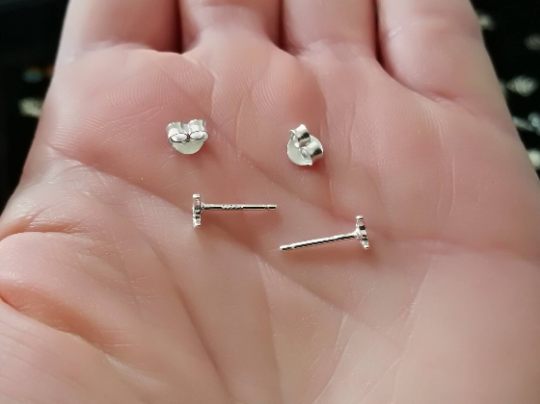 Crescent Moon Face Sterling Silver Stud Earrings