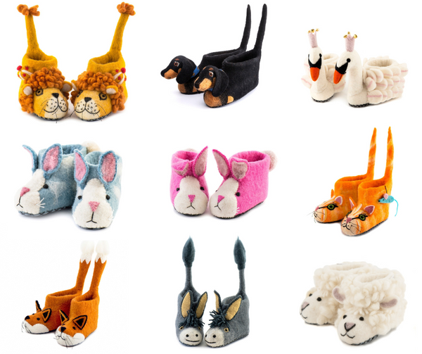 Kids' Dotty Dachshund Felt Slippers