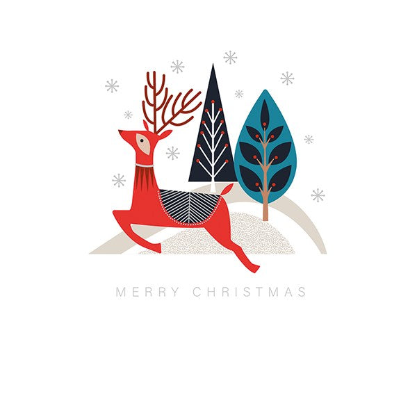 Reindeer Christmas Card Wallet of 10 with 2 designs