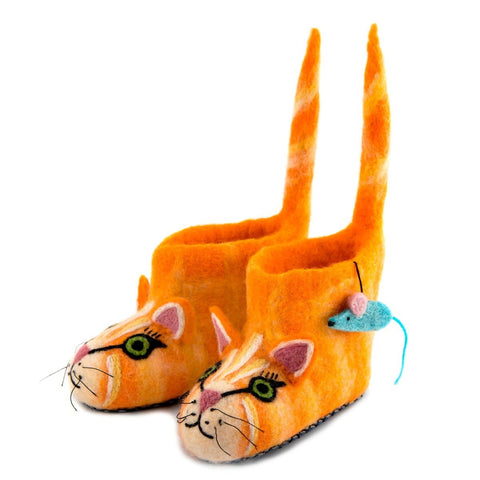 Kids' Ginger Cat Felt Slippers