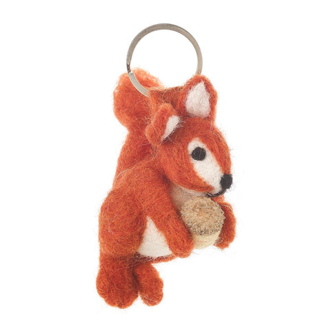 Red Squirrel Felt Keyring