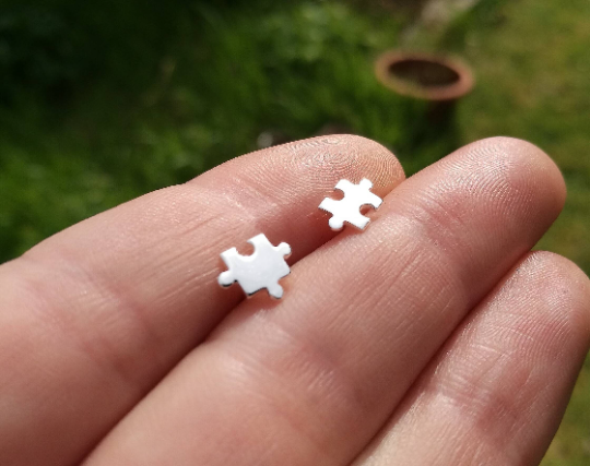 Jigsaw Sterling Silver Stud Earrings