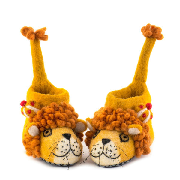 Handmade Sew Heart Felt Leopold Lion slippers for babies and children
