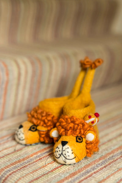 Children's Hand felted Leopold Slippers by Sew Heart Felt