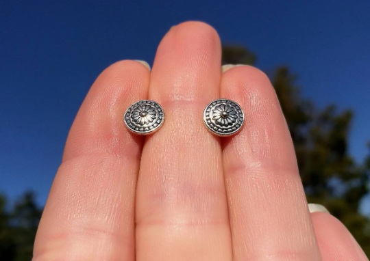 Mandala Sterling Silver Stud Earrings