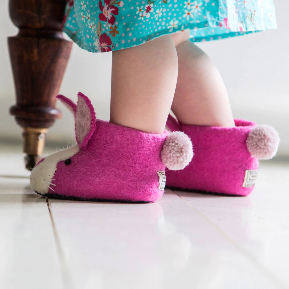 Kids' Rosie Rabbit Felt Slippers