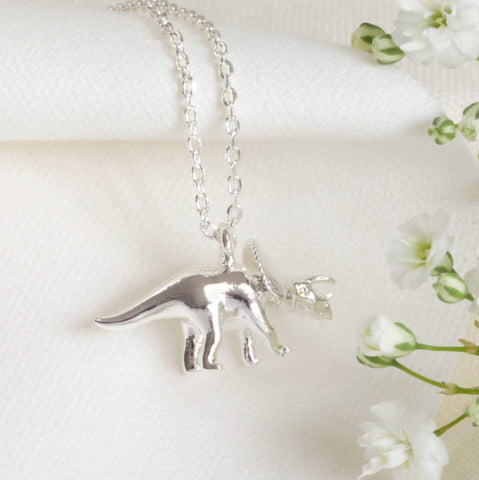 Triceratops Necklace in Silver