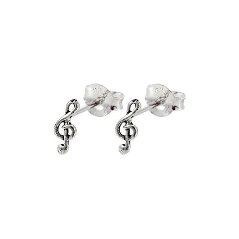 Tiny Treble Clef Sterling Silver Stud Earrings
