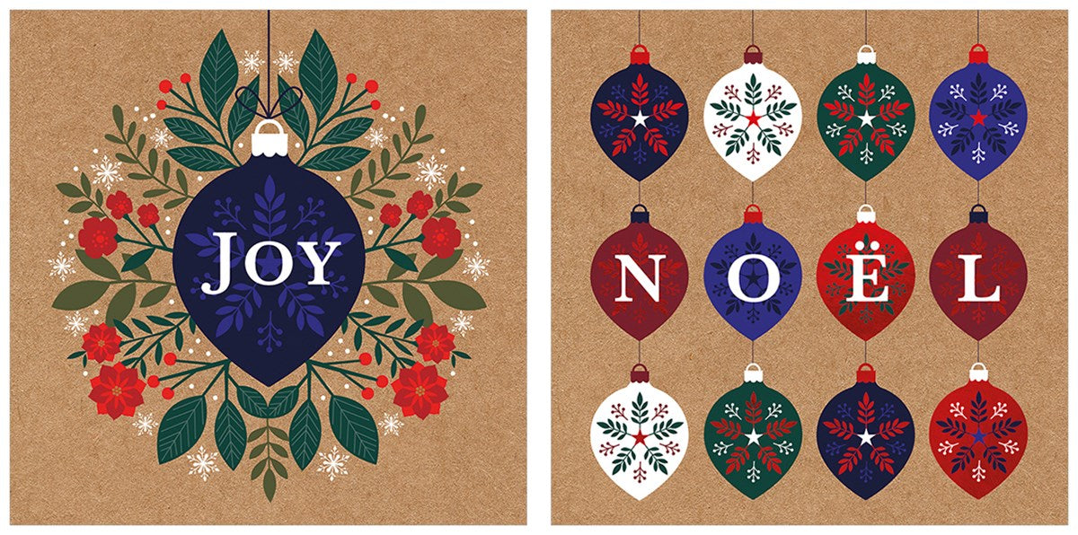 Joy Noel Christmas Card Wallet of 10 with 2 designs